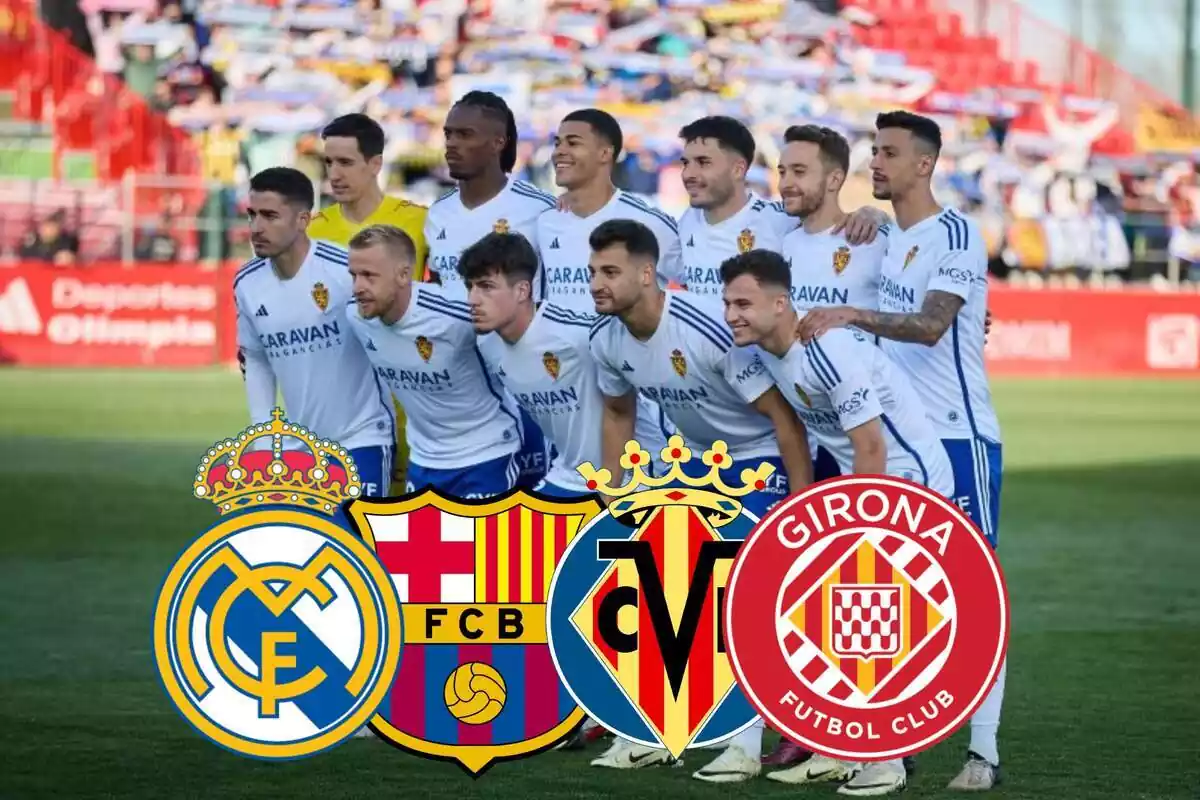 Plantilla del Real Zaragoza en el partido contra el Mirandés