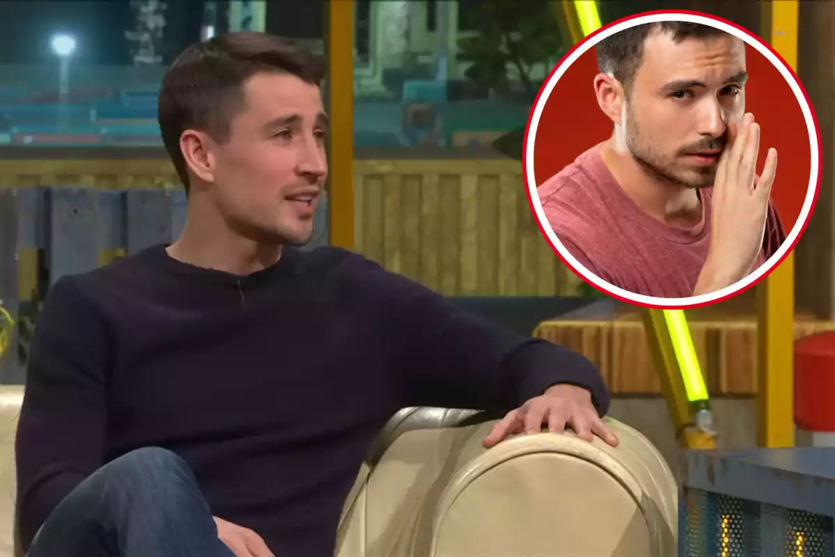 Montaje con una imagen de Bojan Krkic en TV3. A la derecha una imagen con un hombre compartiendo una confesión