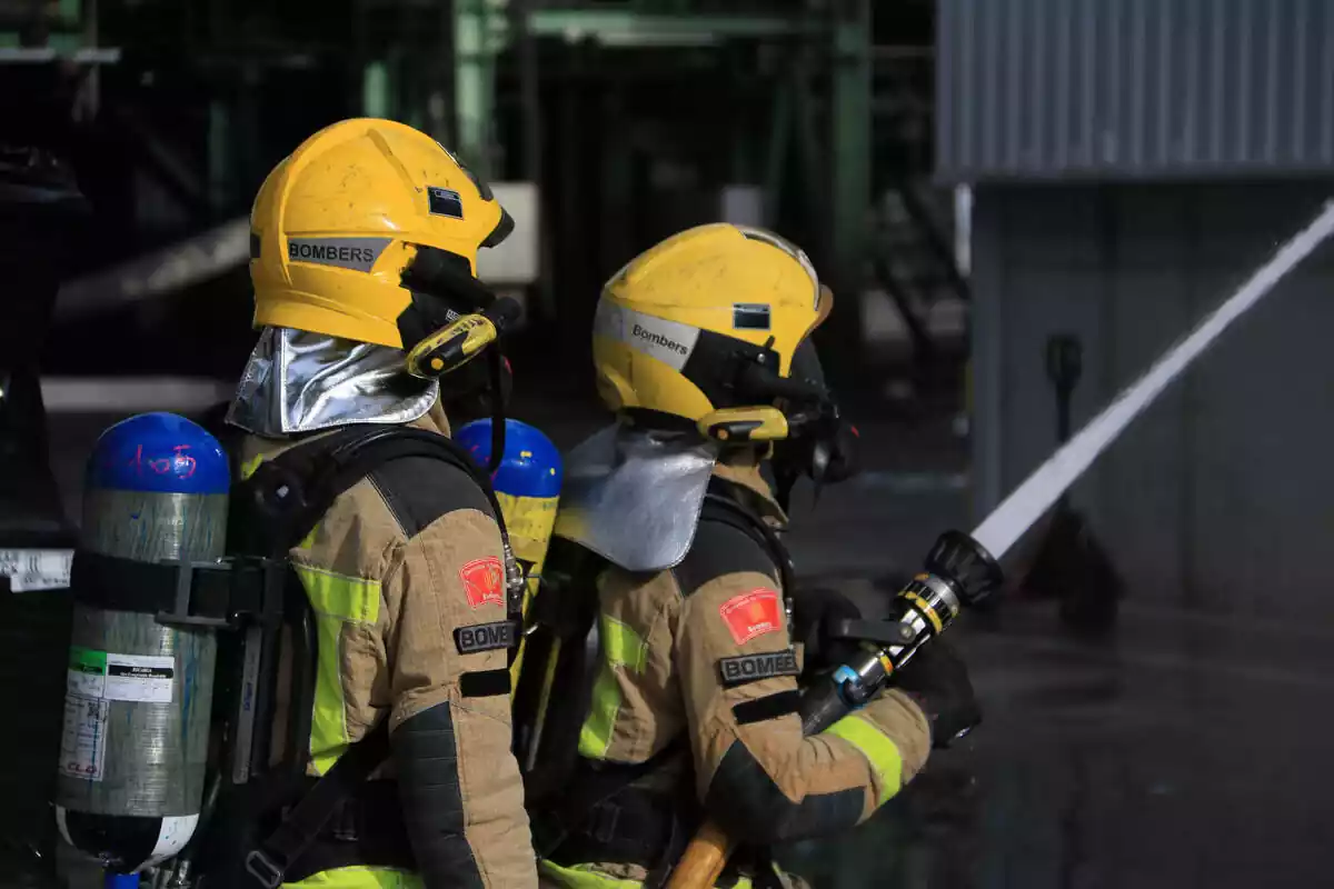 Dos bomberos catalanes trabajando