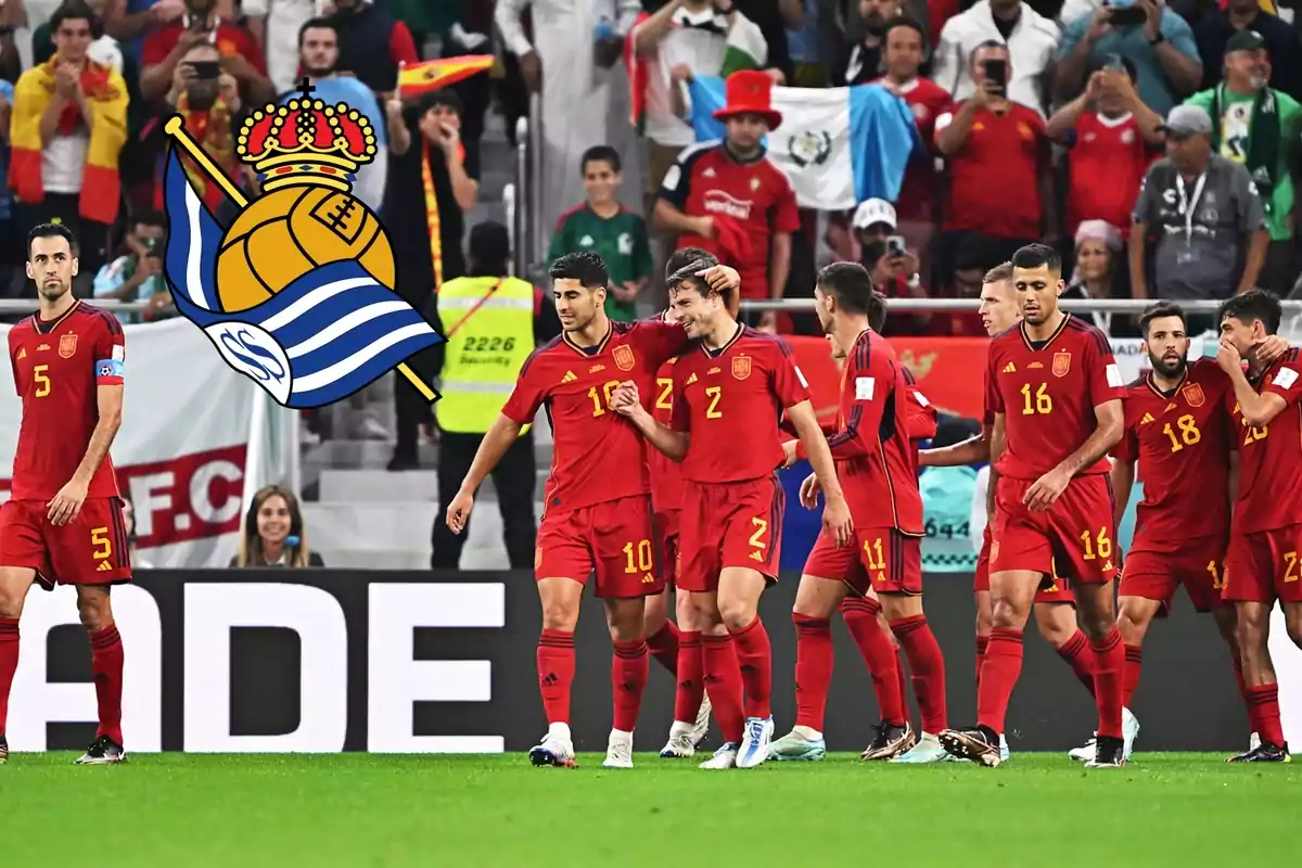 Jugadores de la selección española celebrando un gol en el Mundial de Catar