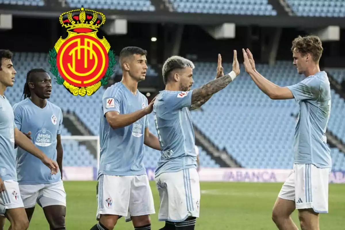 Jugadores del Celta celebrando un gol