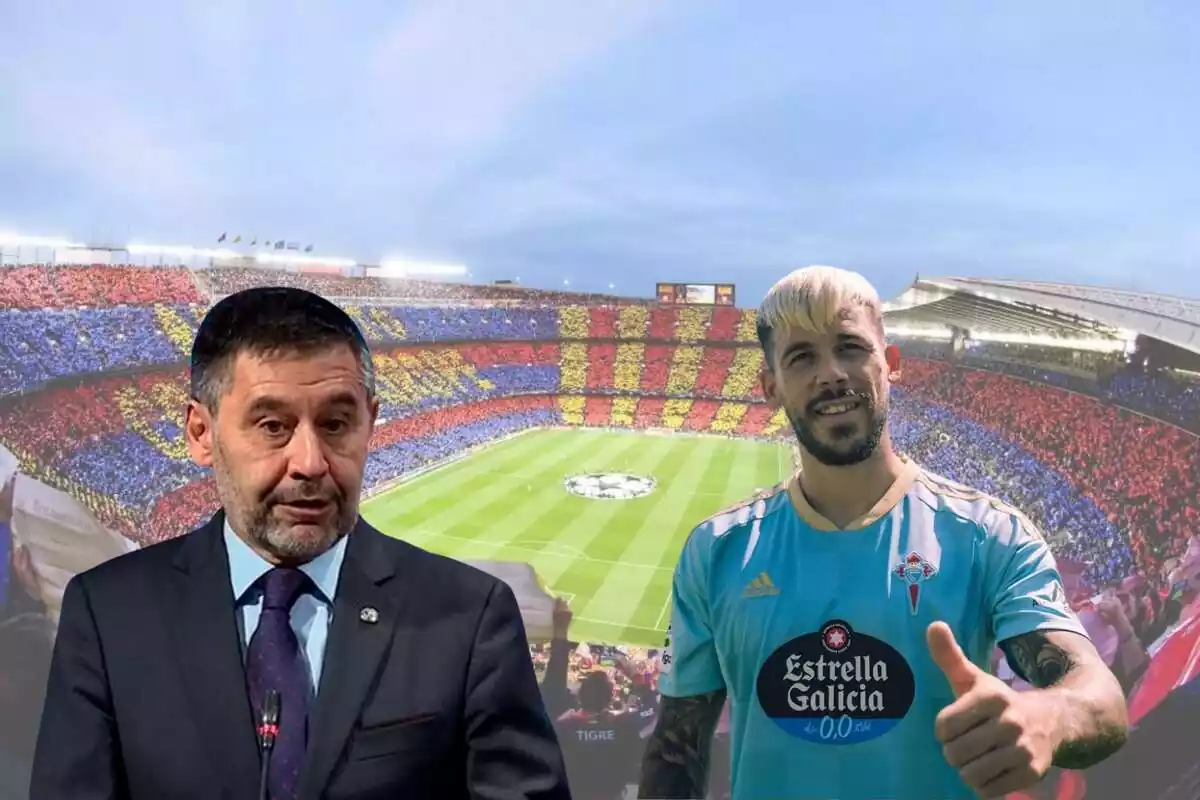 Montaje con el Camp Nou de fondo y en primer término Josep Maria Bartomeu y Carles Pérez