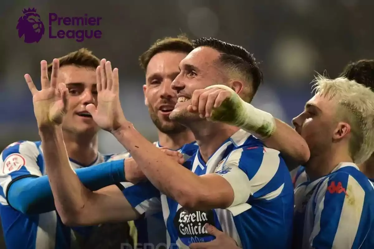 Jugadores del Dépor celebrando un gol