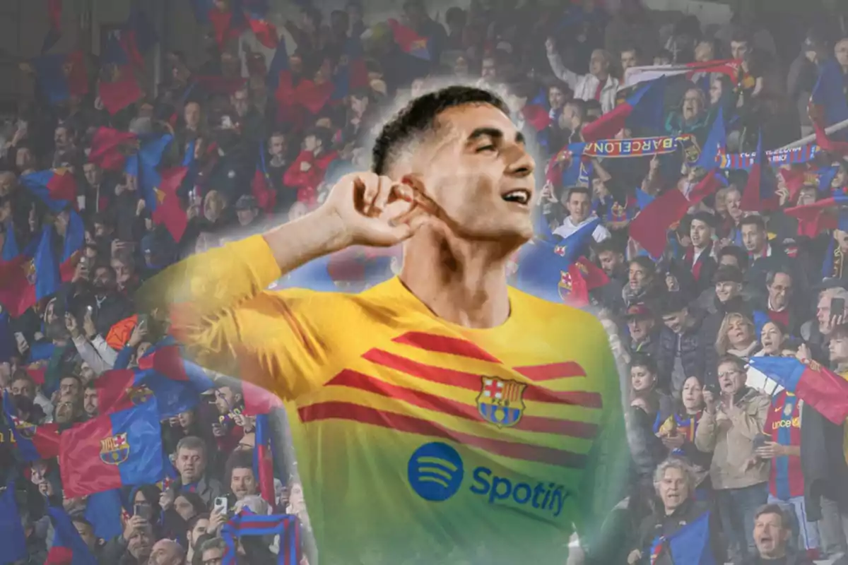 Ferran Torres y la afición del Barça