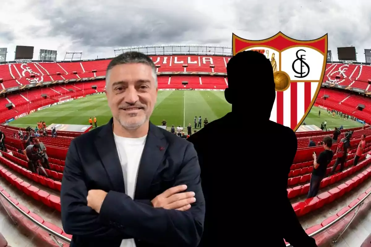 García Pimienta y su petición de fichaje para el Sevilla con el Sánchez-Pizjuán de fondo