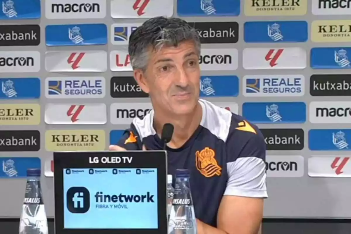Imanol Alguacil, entrenador del Real Sociedad, en una rueda de prensa