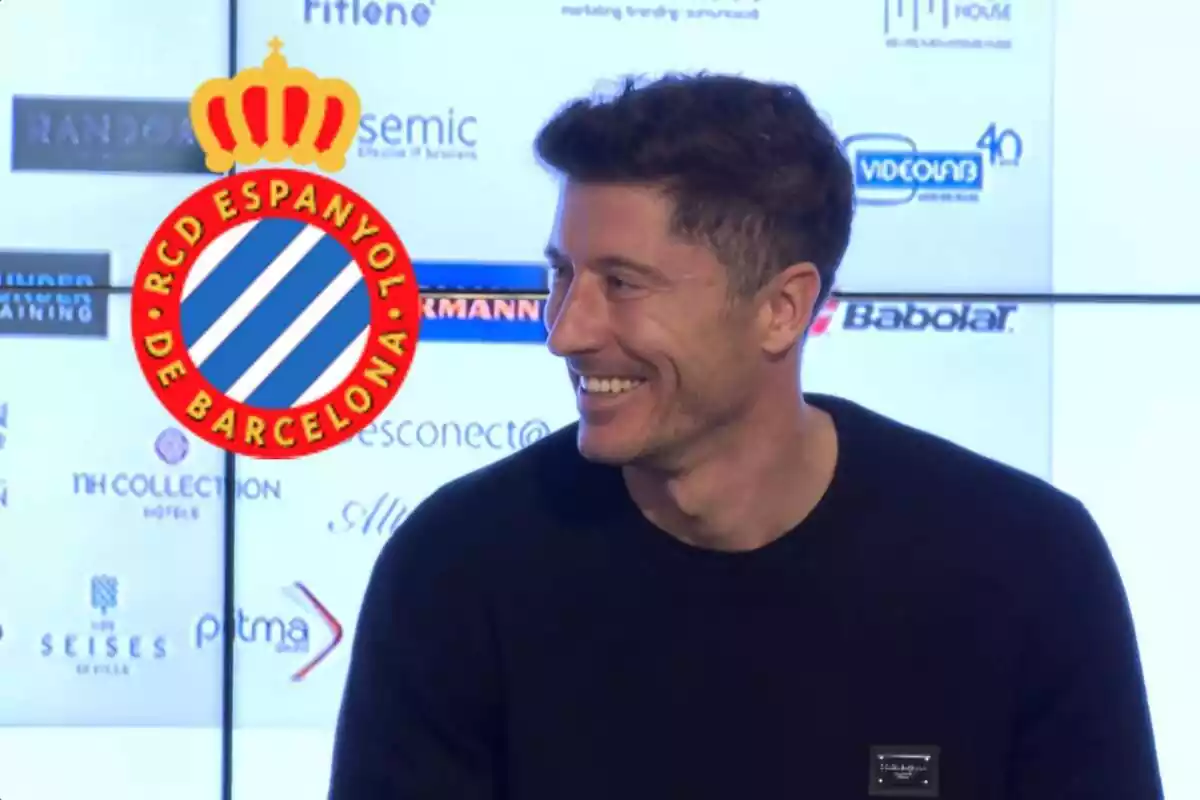 Lewandowski bromeando sobre el Espanyol