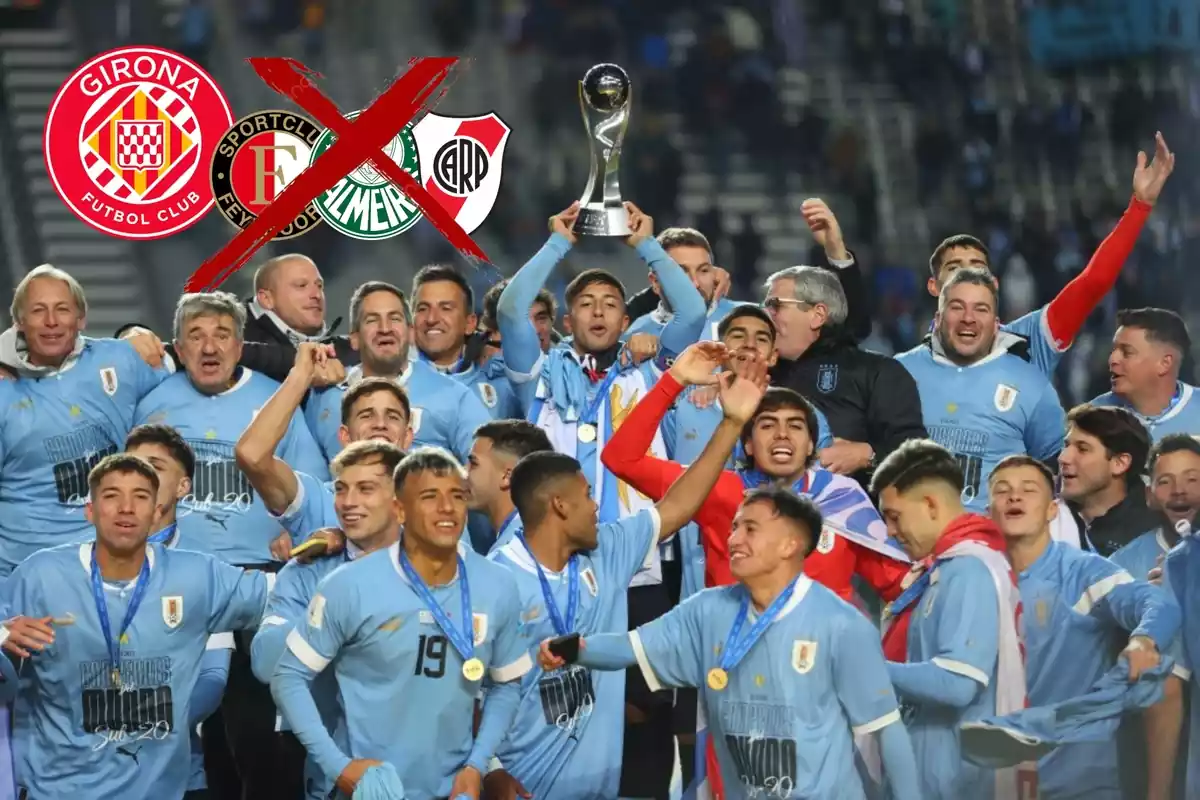 Selección uruguaya sub20 celebrando la conquista del Mundial