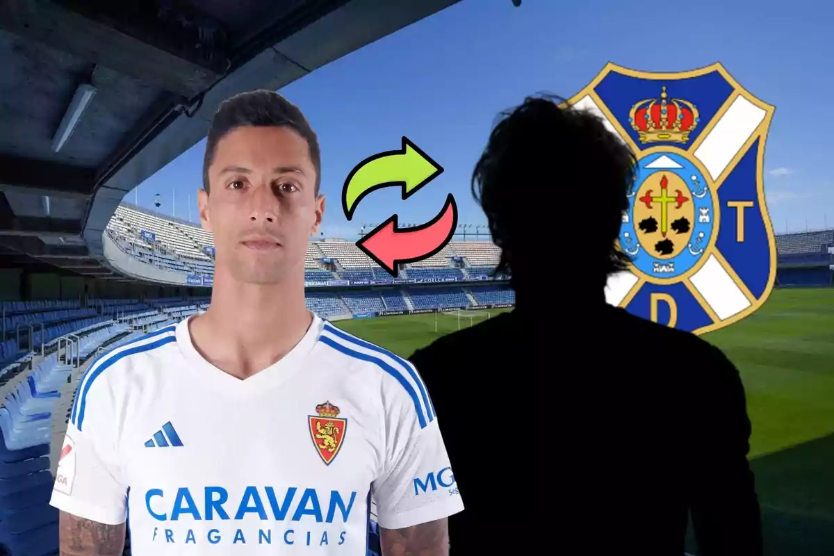 Maikel Mesa y su posible sustituto en el Real Zaragoza con el estadio Heliodoro de fondo