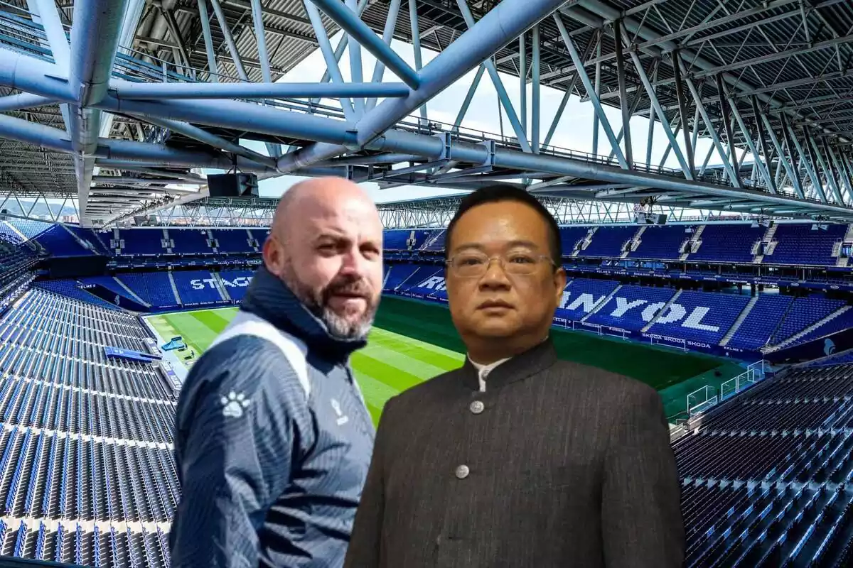 Manolo González y Chen Yansheng, entrenador y propietario del Espanyol