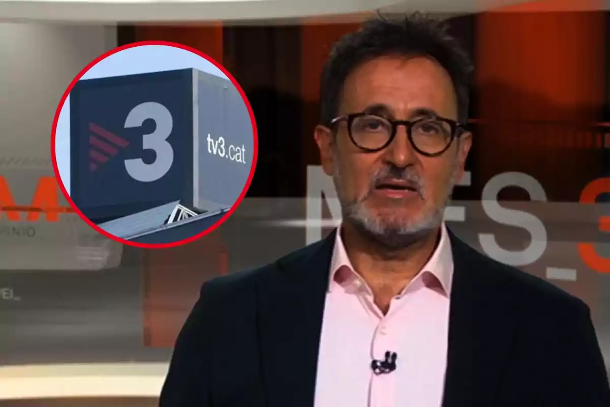 Un hombre con gafas y barba aparece en un programa de televisión, con el logotipo de TV3 en un recuadro rojo a su lado.