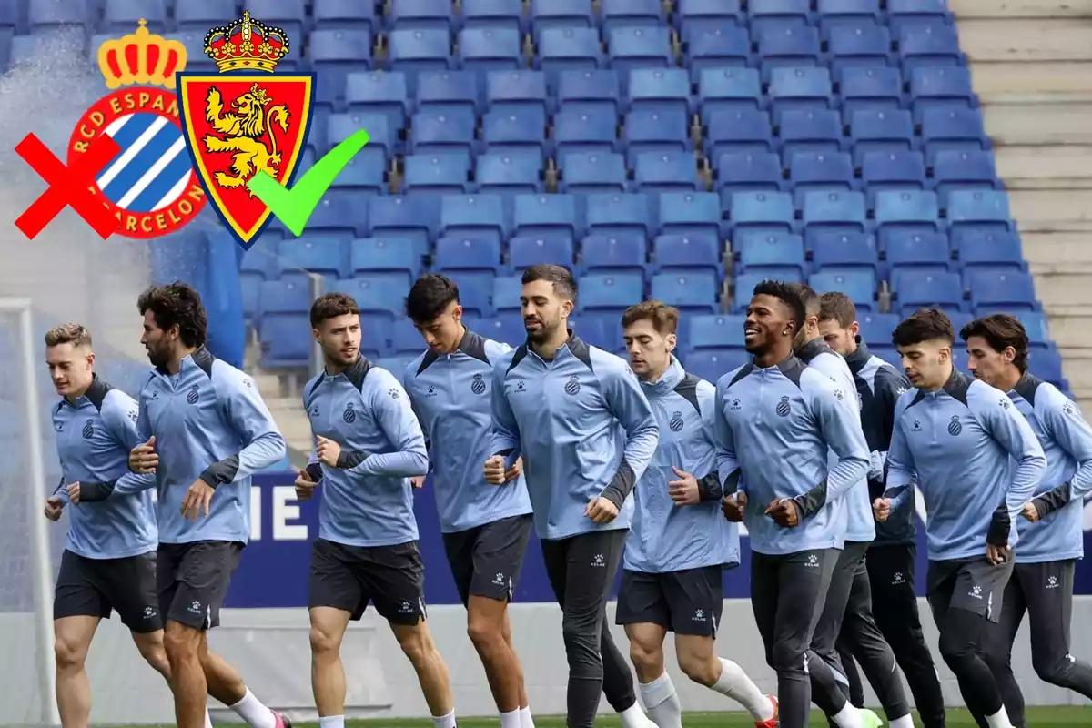 Plantilla del RCD Espanyol en un entrenamiento