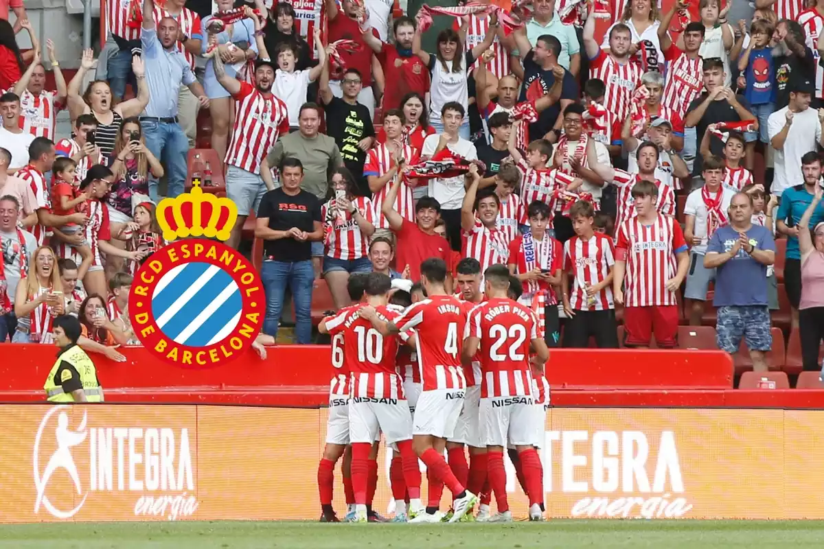 Jugadores del Sporting de Gijón celebrando un gol