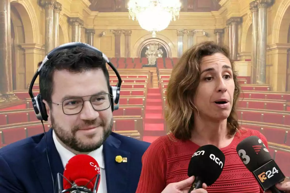 Pere Aragonès y Laia Estrada en el Parlament