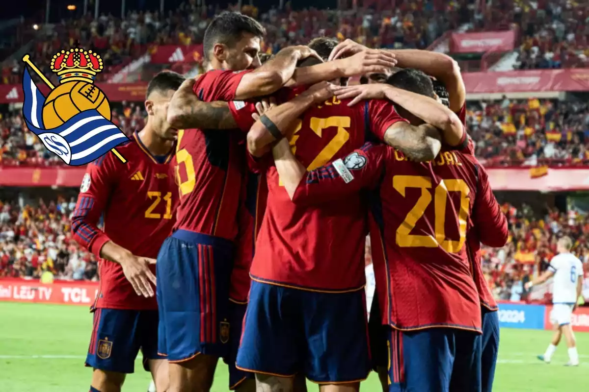 Jugadores de la selección española celebrando un gol