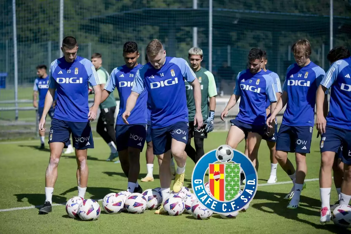 Jugadores del Real Oviedo en un entrenamiento