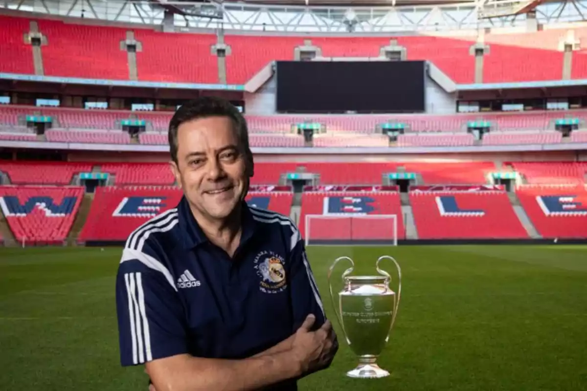 Una imagen de Tomás Roncero sobreimpresionada en el Wembley Stadium