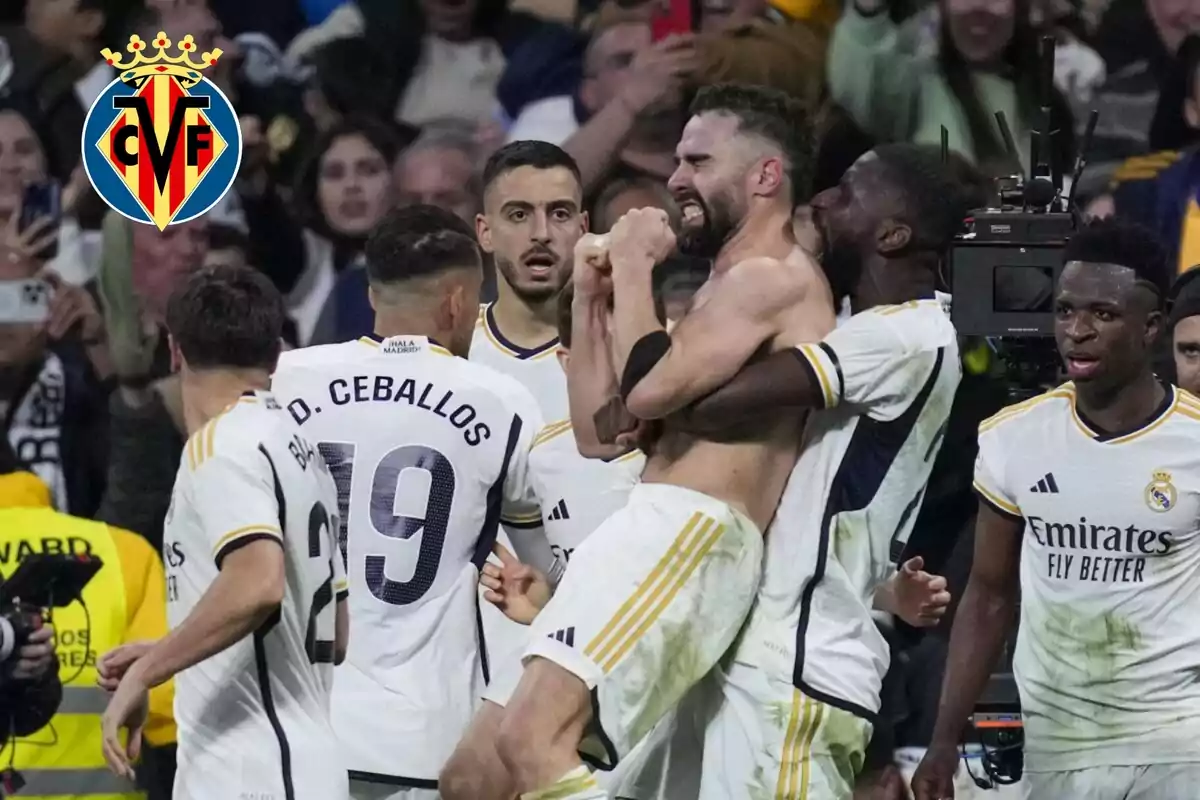Jugadores del Real Madrid celebrando un gol en un partido contra el Almería.